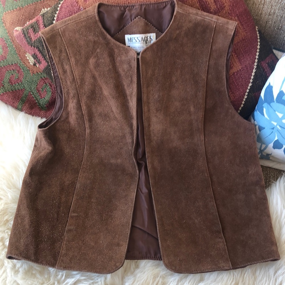 Vintage leather suede vest small Messages great piece!